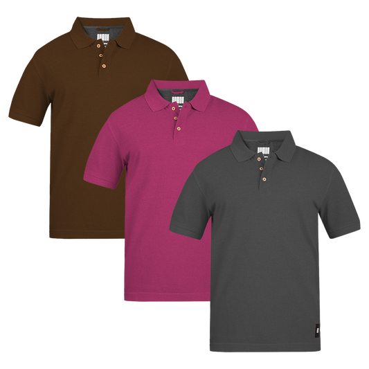 MEN'S ARMOR POLO 3 PC PACK RED-BROWN-CHARCOAL