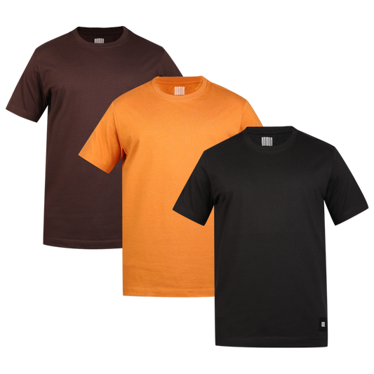 MEN'S ARMOR CREW NECK T-SHIRT 3 PC PACK BROWN-ORANGE-BLACK