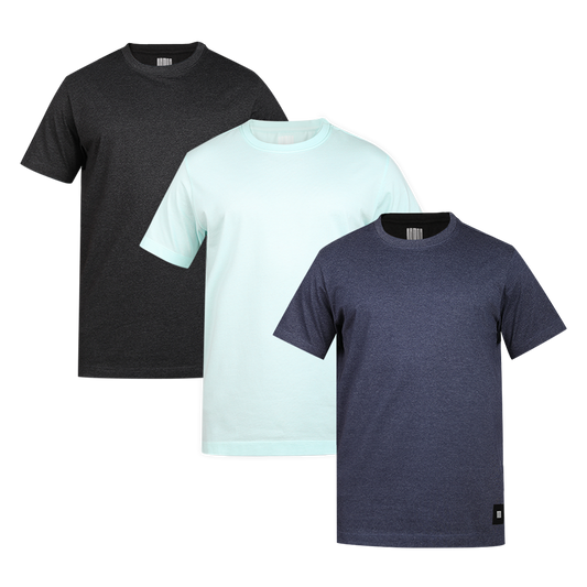 MEN'S ARMOR CREW NECK T-SHIRT 3 PC PACK LT.BLUE-NAVY-CHARCOAL