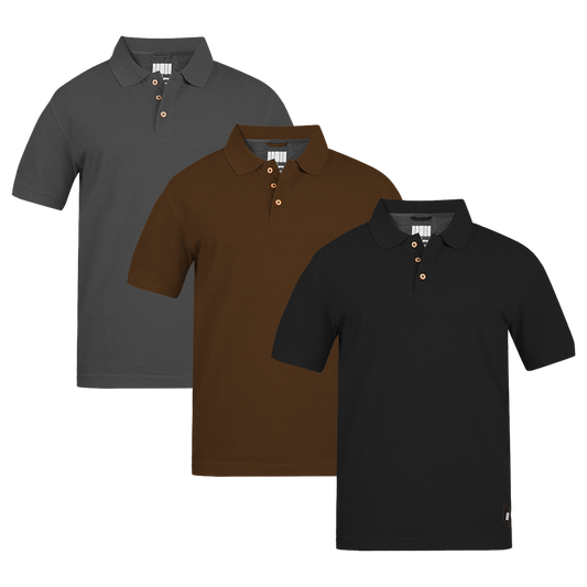 MEN'S ARMOR POLO 3 PC PACK CHARCOAL-BROWN-BLACK