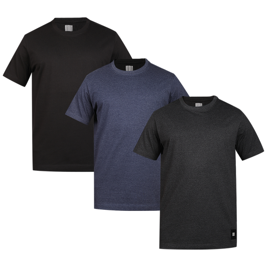 MEN'S ARMOR CREW NECK T-SHIRT 3 PC PACK NAVY-BLACK-CHARCOAL