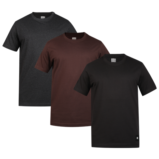 MEN'S ARMOR CREW NECK T-SHIRT 3 PC PACK CHARCOAL-BROWN-BLACK